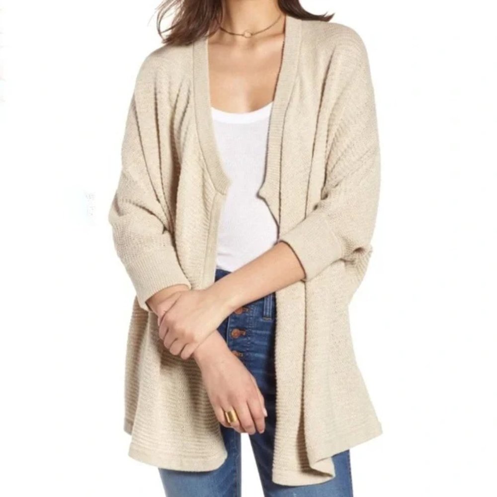 Madewell "Seabank" Tan Cardigan Sweater, Size XS